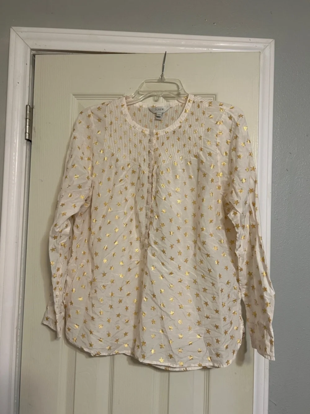 25%off🎁CIJ🌲 J. Crew white metallic star silk blend top